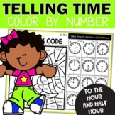 Telling Time to the Hour and Half Hour Color by Number Mat