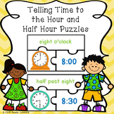 1st Grade Telling Time to the Hour and Half Hours Game Puzzles 1.MD.3
