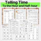Telling Time to the Hour and  Half Hour Worksheet and  Activities