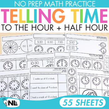 Preview of Telling Time to the Hour and Half-Hour Worksheets