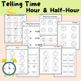 Telling Time to the Hour and Half Hour Worksheets Activities