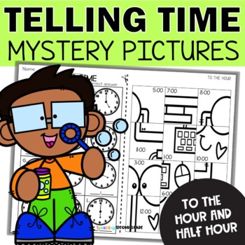 Preview of Telling Time to the Hour and Half Hour Worksheets | Math Puzzles and Activities
