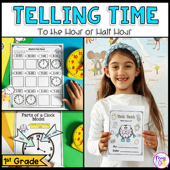 Preview of Telling Time to the Hour or Half Hour - 1st Grade Math - 1.MD.B.3 | MA.1.M.2.1