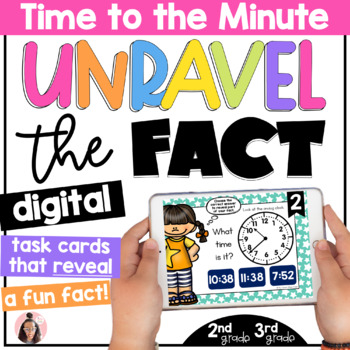 Preview of Telling Time to the Minute Digital Math Game Digital Task Cards 3rd Grade