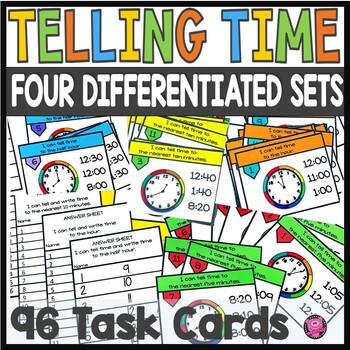 Preview of Telling Time Games and Task Cards - Telling Time Differentiated Activities