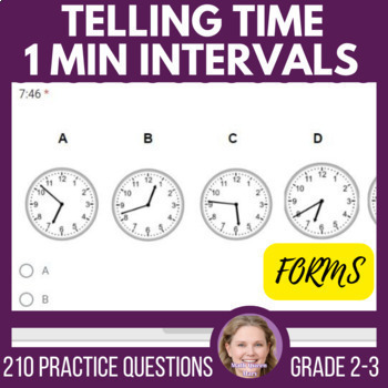 Preview of Telling Time to the Minute Math Review Assessments  for 2nd and 3rd Grade