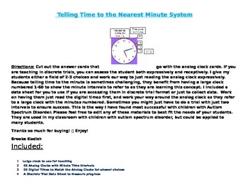 Preview of Telling Time to the Minute System for Children with ASD/Spec. Ed.
