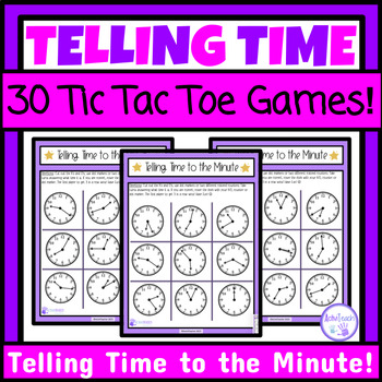 Preview of Telling Time to the Minute Games Tic Tac Toe Special Education Math Worksheets