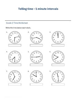 Preview of Telling Time to the Minute - Worksheet Pack