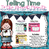 Telling Time to the Minute Worksheet & Task Card Bundle
