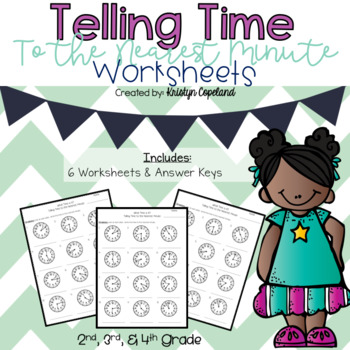 Preview of Telling Time to the Minute Worksheets: Digital & Printable