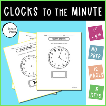 Telling Time to the Minute Worksheets Analog and Digital Clocks Grade 3 ...