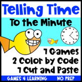 Telling Time to the Minute Games, Cut and Paste Worksheets