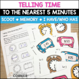 Telling Time to the Nearest 5 Minutes Games and Task Cards