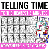 Telling Time to the Nearest 5 Minutes Worksheets, Time Tas