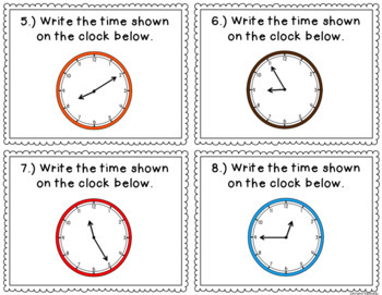 Telling Time to the Nearest 5 Minutes Task Cards by Kristin Kennedy