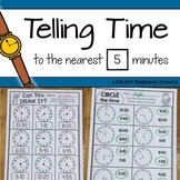 Telling Time to the Nearest 5 Minutes NO PREP Printables