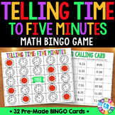 Telling Time to the Nearest 5 Minutes Bingo Game Activity 