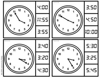 Telling Time To The Nearest Five Minutes With Analog Clocks Unlined