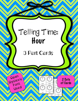 Preview of Telling Time to the Nearest Hour - 3 Part Self-correcting Cards {Differentiated}