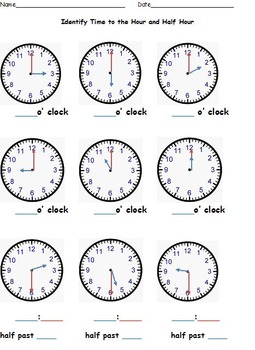 Telling Time to the Nearest Hour, Half Hour, Quarter Hour, Five Minutes