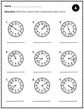 Telling Time to the Nearest Minute Activity - 3.MD.1 | TpT