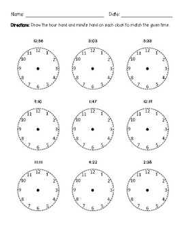 Telling Time to the Nearest Minute by Maryam Shakura | TPT