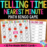 Telling Time to the Nearest Minute Bingo Game Activity Pra