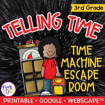 Preview of Telling Time to the Nearest Minute Math Escape Room Webscape 3rd Grade 3.MD.A.1