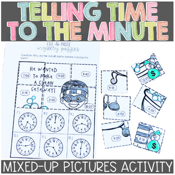 Preview of Telling Time to the Minute Math Puzzles Activity or Game