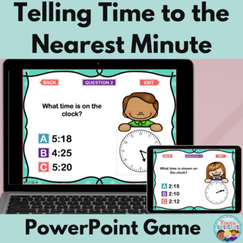 Preview of Telling Time to the Nearest Minute PowerPoint Game