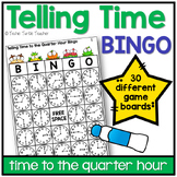 Telling Time Bingo Math Center Game Quarter Hour using Ana