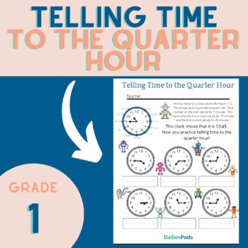 Preview of Telling Time to the Quarter Hour | Printable Math Activity