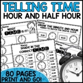 Telling Time to the hour and half hour Worksheets 1st Grad