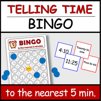 Preview of Telling Time to the nearest 5 min. BINGO GAME | ¿Qué hora es? Bingo