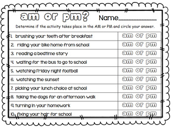 Telling Time with AM or PM by Schoolhouse Chick | TpT