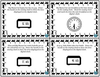 Telling Time With Big Mama Cat Telling Writing Time Digital Analog Clocks - 