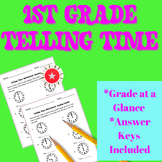 Telling Time worksheets 1st grade to the hour and the half