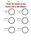 Telling Time worksheets - o'clock, half past, quarter to, 