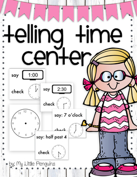 Preview of Telling and Writing Time Math Center Analog & Digital clocks (half hour)