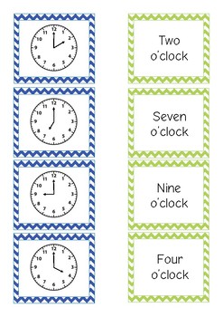 Telling Time Free! Match Activity {o'clock, half past, quarter to
