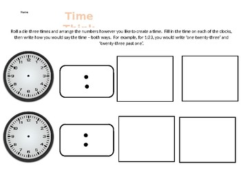 Preview of Telling the Time Thinkboard Digital and Analogue Dice Fun