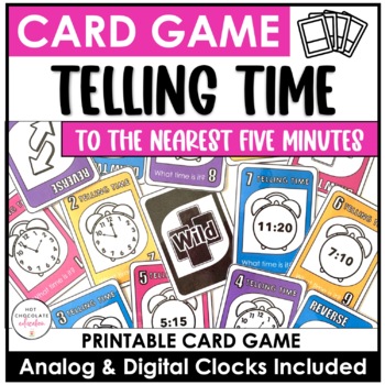 Preview of Telling Time Card Game | To the 5 minutes - What time is it? Digital & Analog