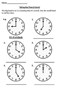 Telling the Time Worksheets by SiDash Teaching | TpT