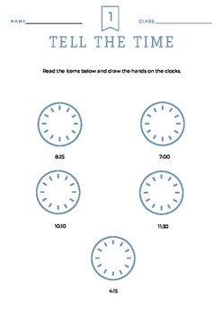 Preview of Telling the time - 4 versions of a short test (ESL)