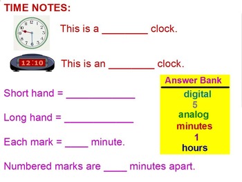 Preview of Promethean Flipchart on Telling Time