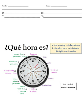 Preview of Telling time, Class subjects, Classroom objects and Verbs