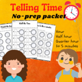 Telling time to the nearest 5 minutes No-prep worksheets