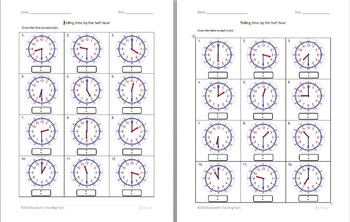 Preview of Telling time half hour worksheets