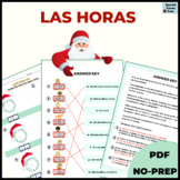Telling time in Spanish Worksheet - Las horas La Navidad